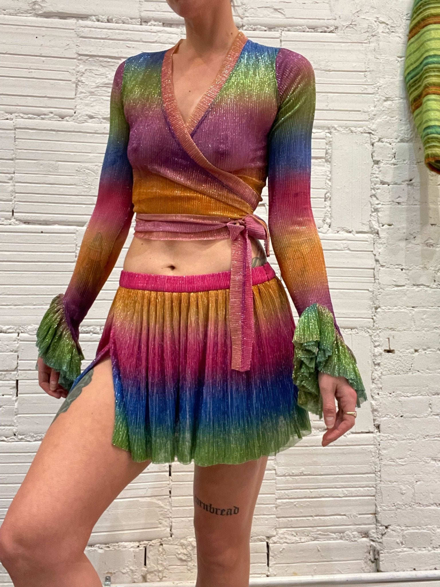 Plisse Micro Pleated Skirt in Rainbow